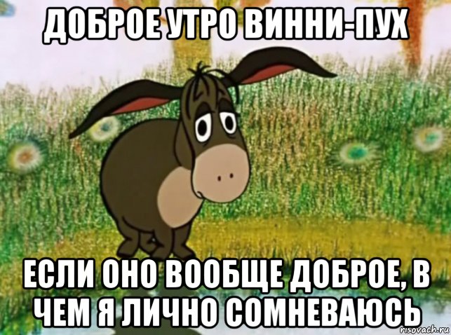 доброе утро винни-пух если оно вообще доброе, в чем я лично сомневаюсь, Мем Ослик ИА