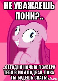 не уважаешь пони?.. ..сегодня ночью я заберу тебя в мой подвал, пока ты будешь спать!, Мем Пинкамина