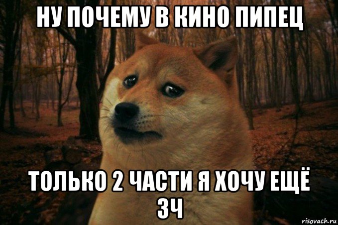 ну почему в кино пипец только 2 части я хочу ещё 3ч, Мем SAD DOGE