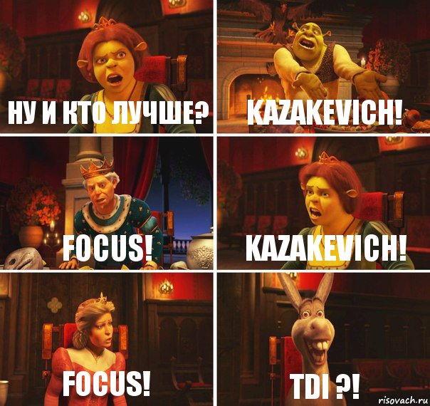 Ну и кто лучше? Kazakevich! Focus! Kazakevich! Focus! TDI ?!, Комикс  Шрек Фиона Гарольд Осел