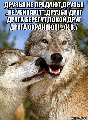 друзья не предают,друзья ,,не убивают"!друзья друг друга берегут,покой друг друга охраняют!.../к.в./ 