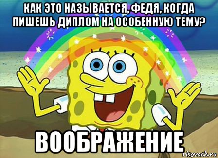 как это называется, федя, когда пишешь диплом на особенную тему? воображение, Мем Воображение (Спанч Боб)