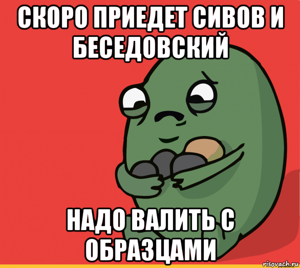 скоро приедет сивов и беседовский надо валить с образцами, Мем  Я сделяль