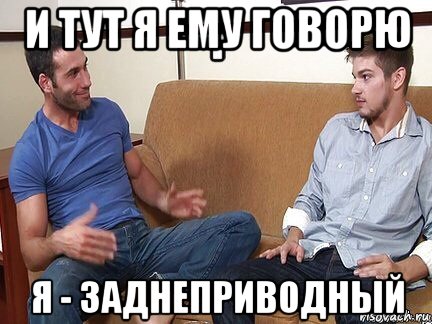 и тут я ему говорю я - заднеприводный, Мем Я тоже гей