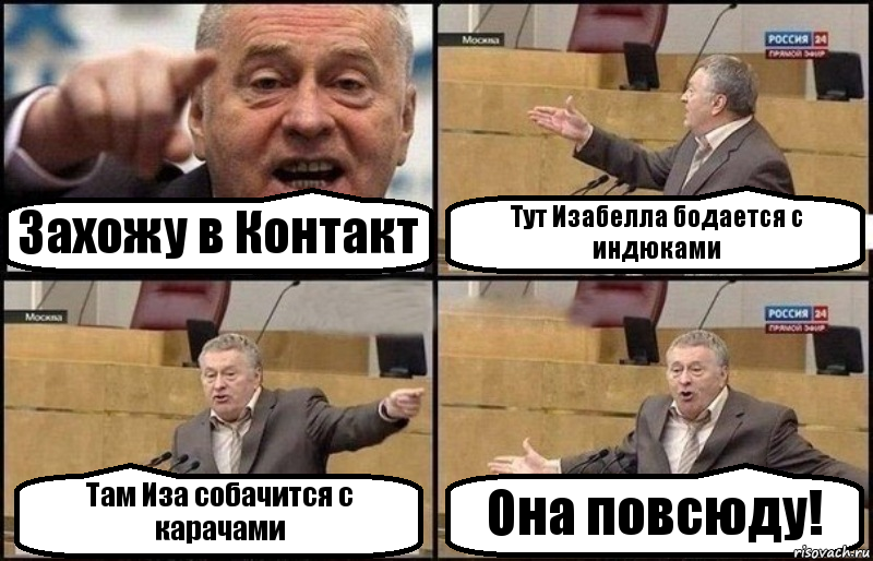 Захожу в Контакт Тут Изабелла бодается с индюками Там Иза собачится с карачами Она повсюду!, Комикс Жириновский