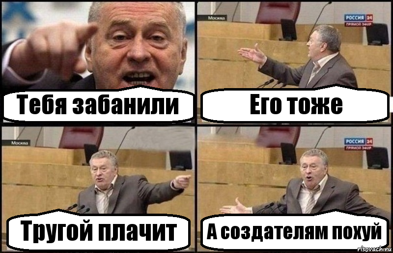 Тебя забанили Его тоже Тругой плачит А создателям похуй, Комикс Жириновский