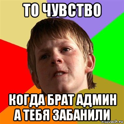 то чувство когда брат админ а тебя забанили, Мем Злой школьник