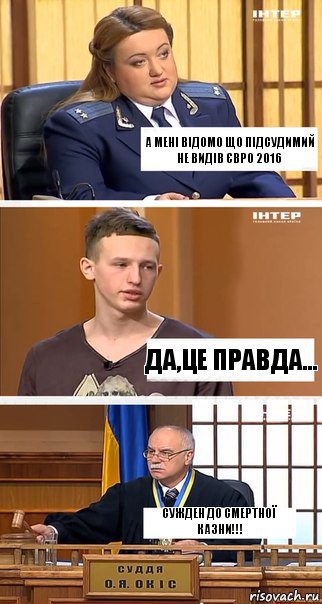 А мені відомо що підсудимий не видів ЄВРО 2016 Да,це правда... Сужден до смертної казни!!!