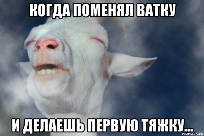 когда поменял ватку и делаешь первую тяжку...