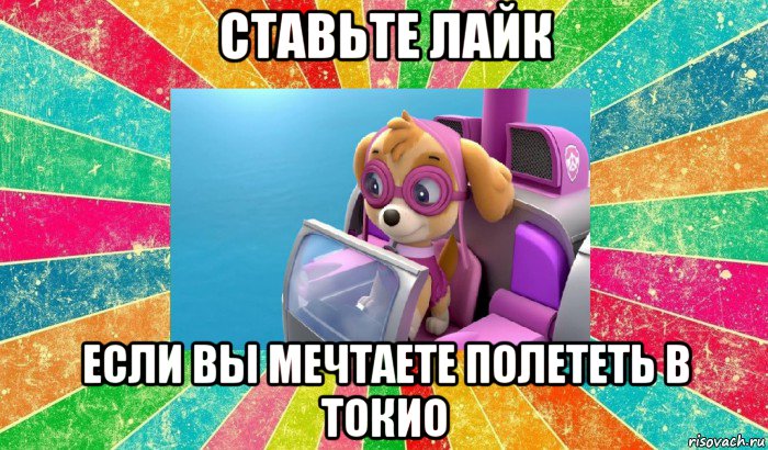 ставьте лайк если вы мечтаете полететь в токио, Мем Щенячий патруль