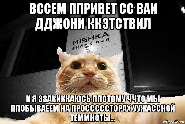 вссем ппривет сс ваи дджони ккэтствил и я ззакиккаюсь ппотому ччто мы ппобываеем на просссссторах уужассной теммноты..., Мем   Джонни Кэтсвилл