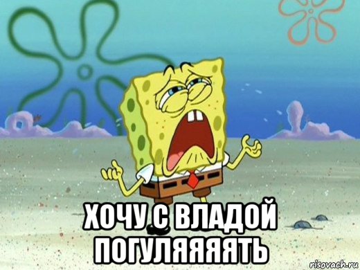  хочу с владой погуляяяять, Мем Губка боб