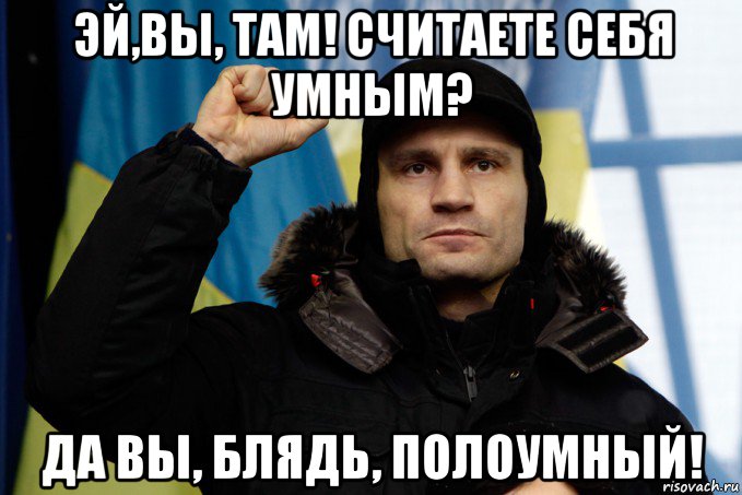 эй,вы, там! считаете себя умным? да вы, блядь, полоумный!, Мем кличко