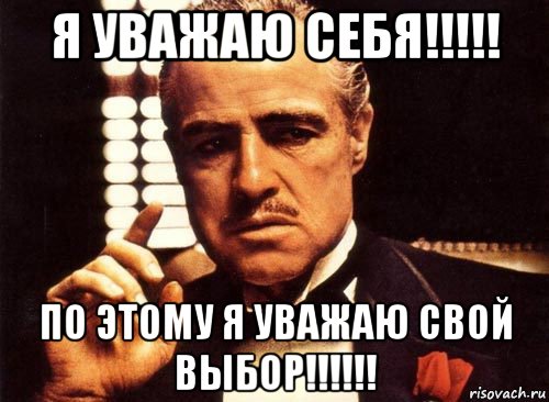 я уважаю себя!!!!! по этому я уважаю свой выбор!!!!!!, Мем крестный отец