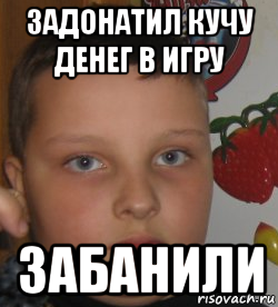 задонатил кучу денег в игру забанили