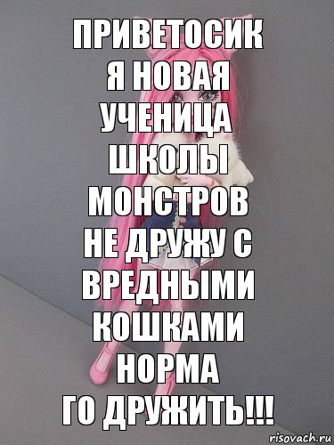 ПРИВЕТОСИК
Я новая ученица школы монстров
не дружу с вредными кошками
норма
ГО ДРУЖИТЬ!!!, Комикс монстер хай новая ученица