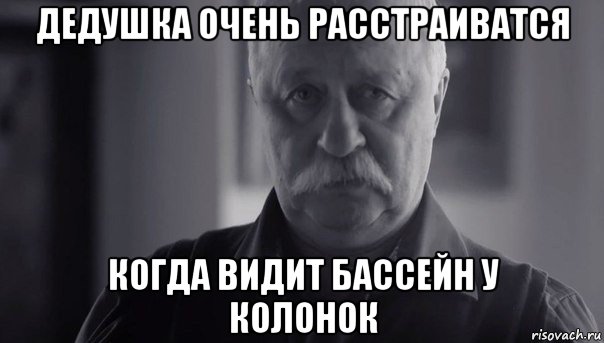 дедушка очень расстраиватся когда видит бассейн у колонок, Мем Не огорчай Леонида Аркадьевича