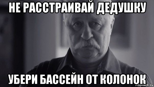 не расстраивай дедушку убери бассейн от колонок, Мем Не огорчай Леонида Аркадьевича