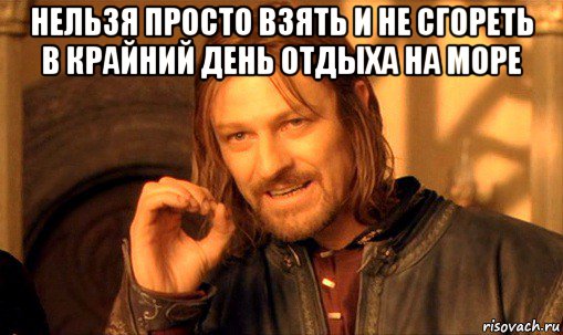 нельзя просто взять и не сгореть в крайний день отдыха на море , Мем Нельзя просто так взять и (Боромир мем)