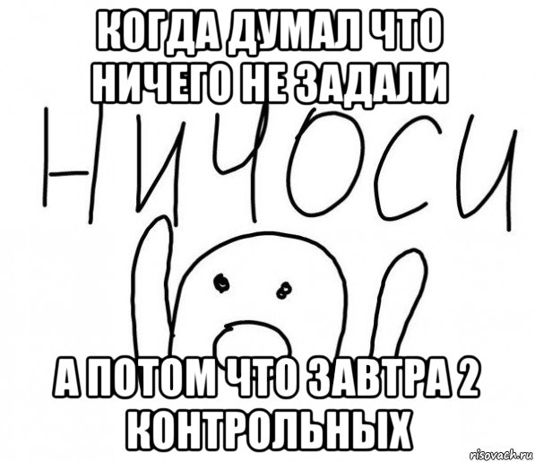 когда думал что ничего не задали а потом что завтра 2 контрольных, Мем  Ничоси