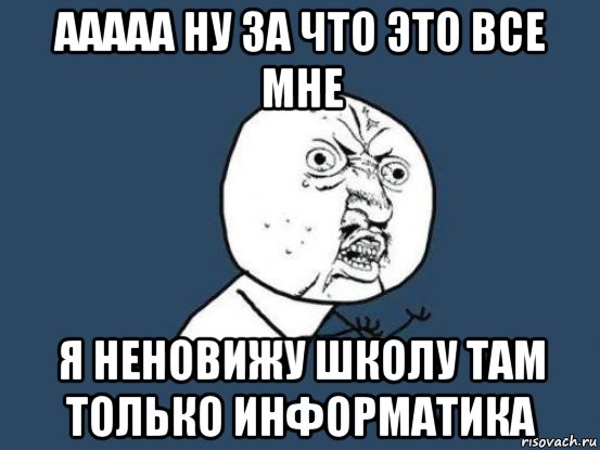 ааааа ну за что это все мне я неновижу школу там только информатика, Мем Ну почему