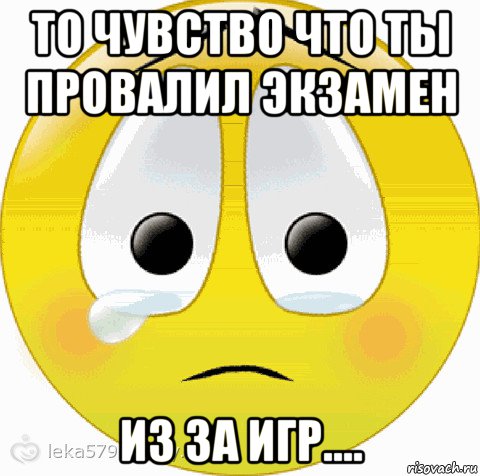 то чувство что ты провалил экзамен из за игр....