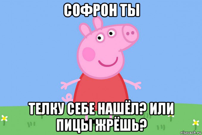 софрон ты телку себе нашёл? или пицы жрёшь?, Мем Пеппа