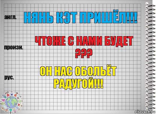 Нянь кэт пришёл!!! Чтоже с нами будет ??? Он нас обольёт радугой!!!, Комикс  Перевод с английского