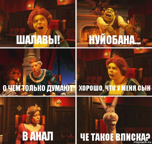 Шалавы! Нуйобана... О чем только думают Хорошо, что у меня сын В анал Че такое вписка?, Комикс  Шрек Фиона Гарольд Осел