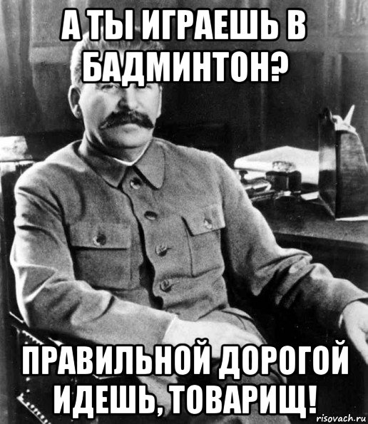 а ты играешь в бадминтон? правильной дорогой идешь, товарищ!, Мем  иосиф сталин