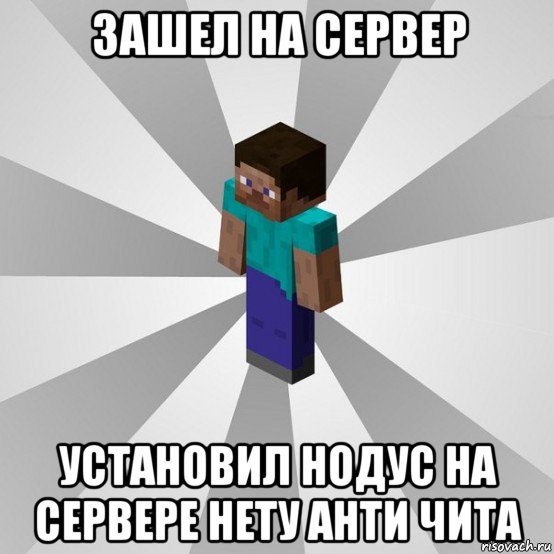 зашел на сервер установил нодус на сервере нету анти чита, Мем Типичный игрок Minecraft