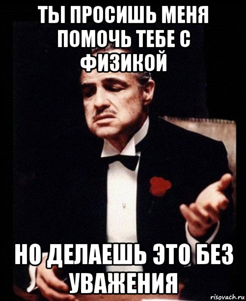 ты просишь меня помочь тебе с физикой но делаешь это без уважения, Мем ты делаешь это без уважения