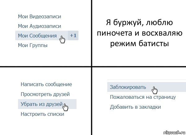 Я буржуй, люблю пиночета и восхваляю режим батисты, Комикс  Удалить из друзей