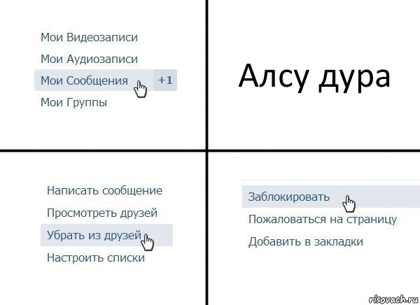 Алсу дура, Комикс  Удалить из друзей