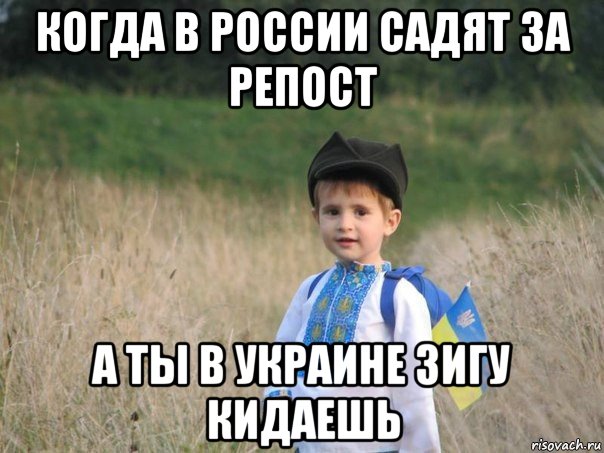 когда в россии садят за репост а ты в украине зигу кидаешь, Мем Украина - Единая