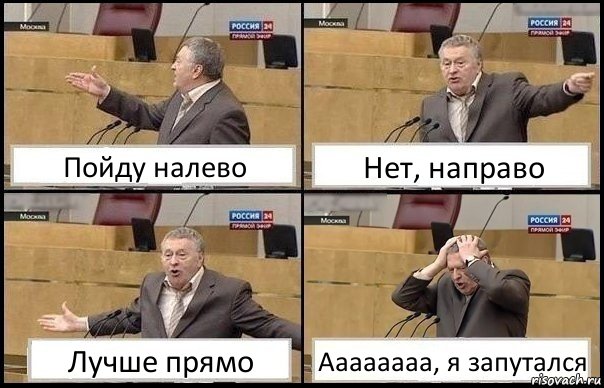 Пойду налево Нет, направо Лучше прямо Аааааааа, я запутался, Комикс Жирик в шоке хватается за голову