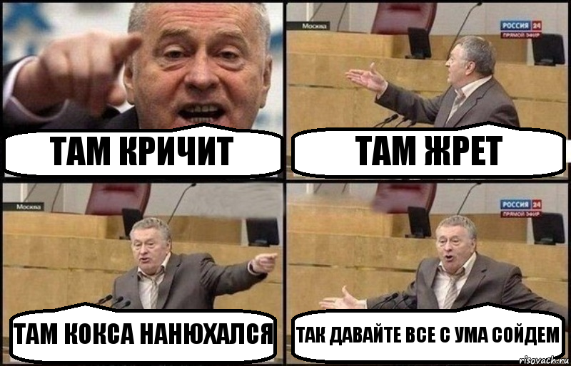 ТАМ КРИЧИТ ТАМ ЖРЕТ ТАМ КОКСА НАНЮХАЛСЯ ТАК ДАВАЙТЕ ВСЕ С УМА СОЙДЕМ, Комикс Жириновский