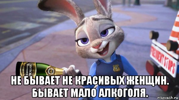  не бывает не красивых женщин. бывает мало алкоголя., Мем Zootopia