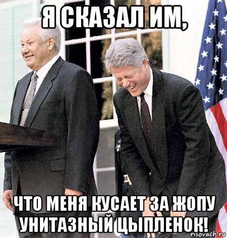 я сказал им, что меня кусает за жопу унитазный цыпленок!