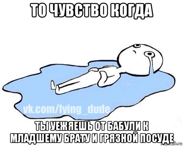 то чувство когда ты уежяешь от бабули к младшему брату и грязной посуде, Мем Этот момент когда