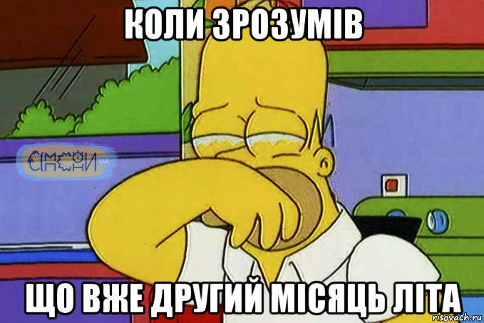 коли зрозумів що вже другий місяць літа, Мем Гомер Плаче СІМПСОНИ UA