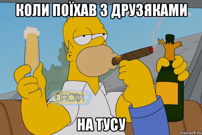 коли поїхав з друзяками на тусу, Мем Гомер СІМПСОНИ UA