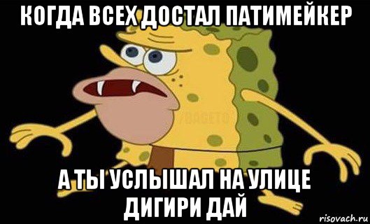 когда всех достал патимейкер а ты услышал на улице дигири дай, Мем Губка Боб дикарь