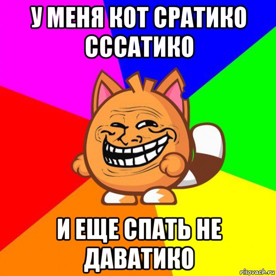 у меня кот сратико сссатико и еще спать не даватико