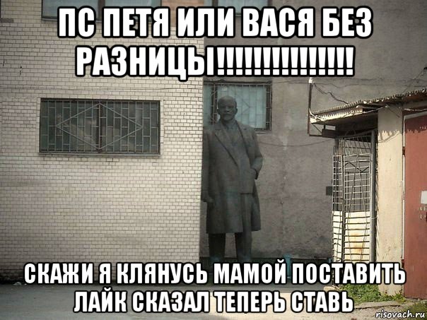 пс петя или вася без разницы!!!!!!!!!!!!!!! скажи я клянусь мамой поставить лайк сказал теперь ставь, Мем  Ленин за углом (пс, парень)