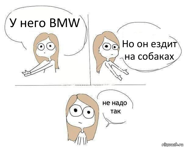 У него BMW Но он ездит на собаках, Комикс Не надо так 2 зоны