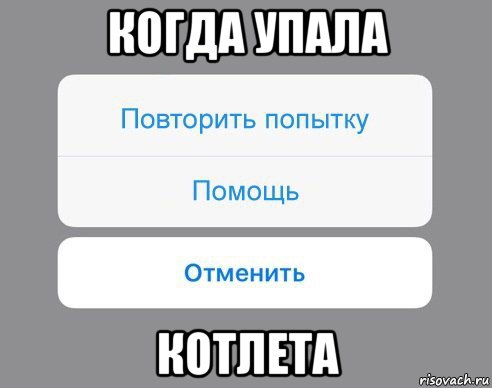 когда упала котлета, Мем Отменить Помощь Повторить попытку