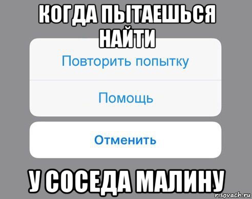 когда пытаешься найти у соседа малину, Мем Отменить Помощь Повторить попытку