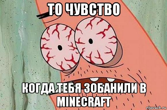 то чувство когда тебя зобанили в minecraft, Мем  Патрик в ужасе