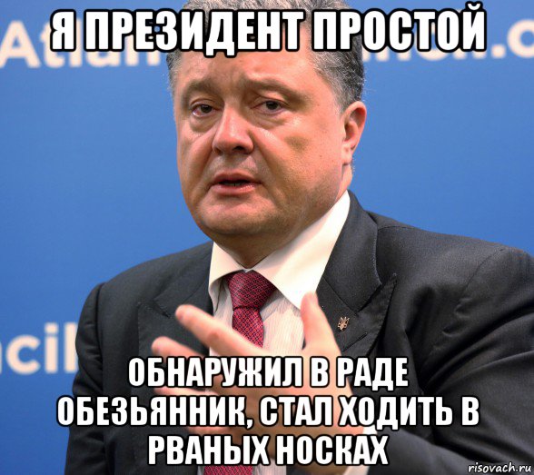 я президент простой обнаружил в раде обезьянник, стал ходить в рваных носках